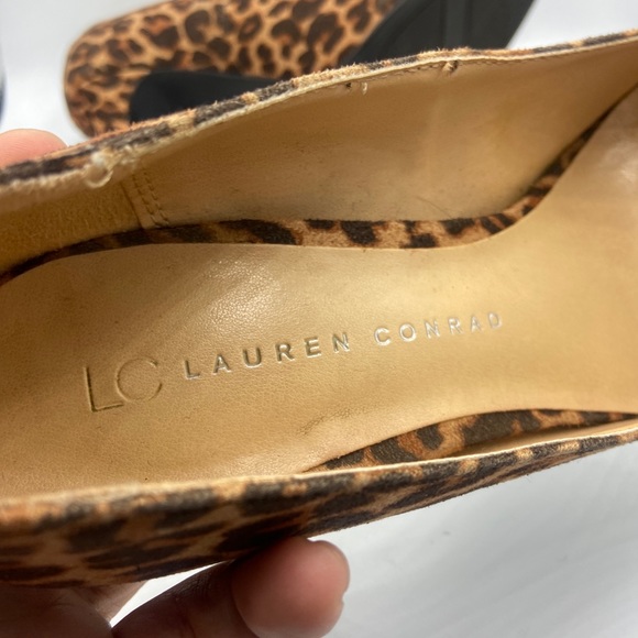 Lauren Conrad Black Brown Blossom Leopard Print High Heel Shoes - Picture 7 of 10